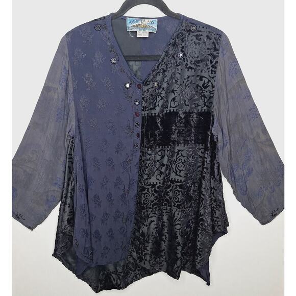 Tienda Ho Pant Top Set Floral Embroidered Lantern Mirrors Lagenlook Fairy Velvet - Picture 4 of 16